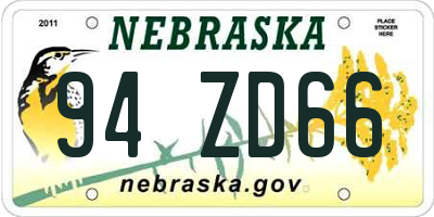 NE license plate 94ZD66