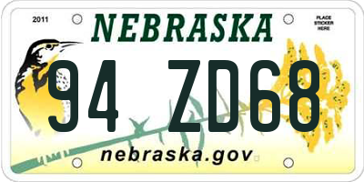 NE license plate 94ZD68