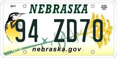 NE license plate 94ZD70
