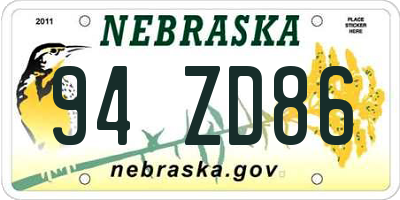NE license plate 94ZD86