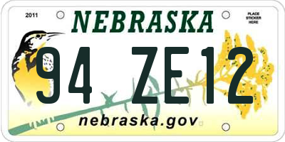 NE license plate 94ZE12