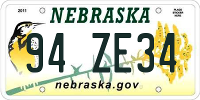 NE license plate 94ZE34