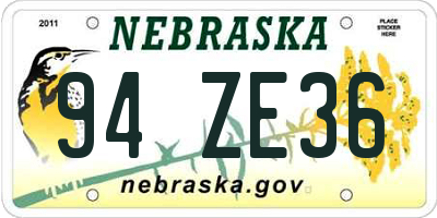 NE license plate 94ZE36