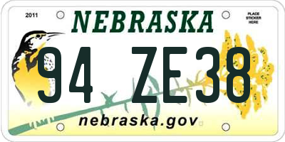 NE license plate 94ZE38