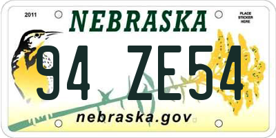 NE license plate 94ZE54