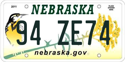 NE license plate 94ZE74