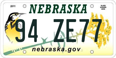 NE license plate 94ZE77