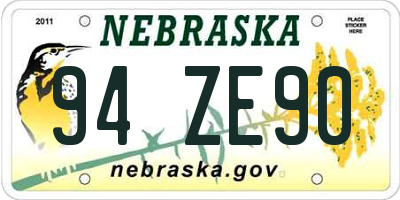 NE license plate 94ZE90