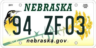 NE license plate 94ZF03