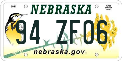 NE license plate 94ZF06
