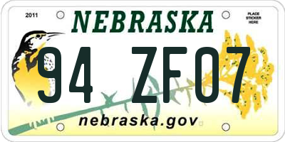 NE license plate 94ZF07