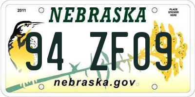 NE license plate 94ZF09