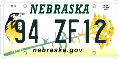 NE license plate 94ZF12
