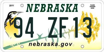 NE license plate 94ZF13