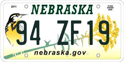 NE license plate 94ZF19
