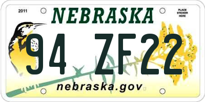 NE license plate 94ZF22