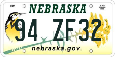 NE license plate 94ZF32