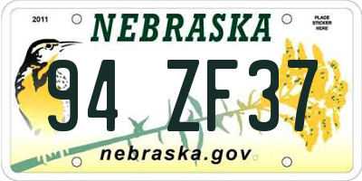 NE license plate 94ZF37