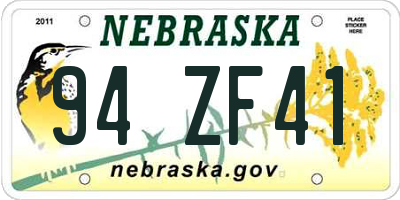 NE license plate 94ZF41