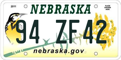 NE license plate 94ZF42