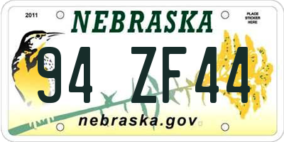 NE license plate 94ZF44