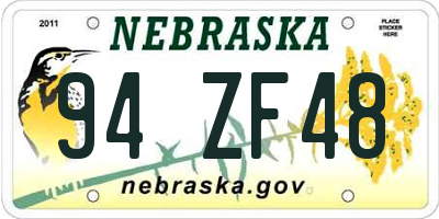 NE license plate 94ZF48