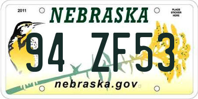 NE license plate 94ZF53