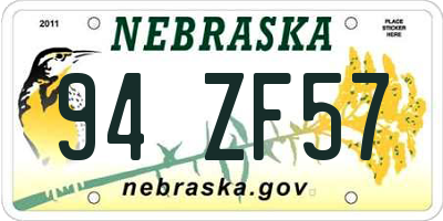 NE license plate 94ZF57