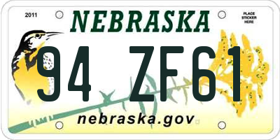 NE license plate 94ZF61