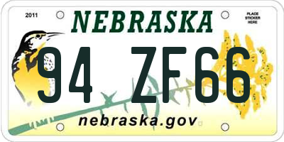 NE license plate 94ZF66