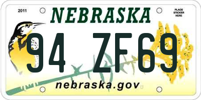 NE license plate 94ZF69