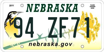 NE license plate 94ZF71