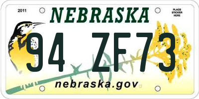 NE license plate 94ZF73