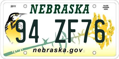 NE license plate 94ZF76