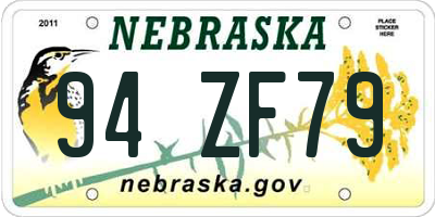 NE license plate 94ZF79