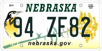 NE license plate 94ZF82
