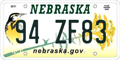 NE license plate 94ZF83