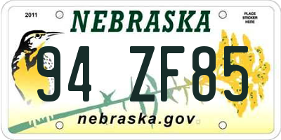 NE license plate 94ZF85