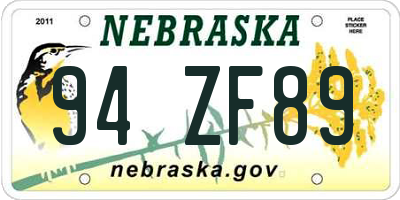 NE license plate 94ZF89