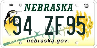 NE license plate 94ZF95