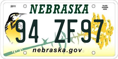 NE license plate 94ZF97