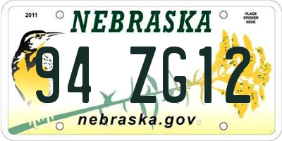 NE license plate 94ZG12