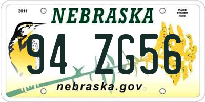 NE license plate 94ZG56