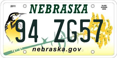 NE license plate 94ZG57