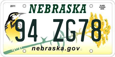 NE license plate 94ZG78