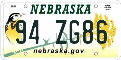 NE license plate 94ZG86