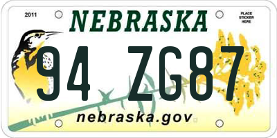 NE license plate 94ZG87