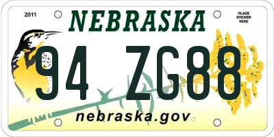 NE license plate 94ZG88