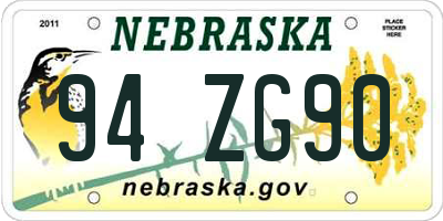 NE license plate 94ZG90