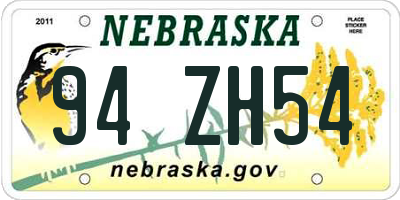 NE license plate 94ZH54